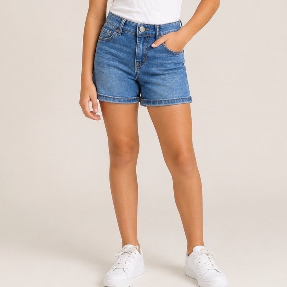 Celebrity Pink Denim Shorts Girls Size 10 Blue Medium Wash Stretch Casual Summer